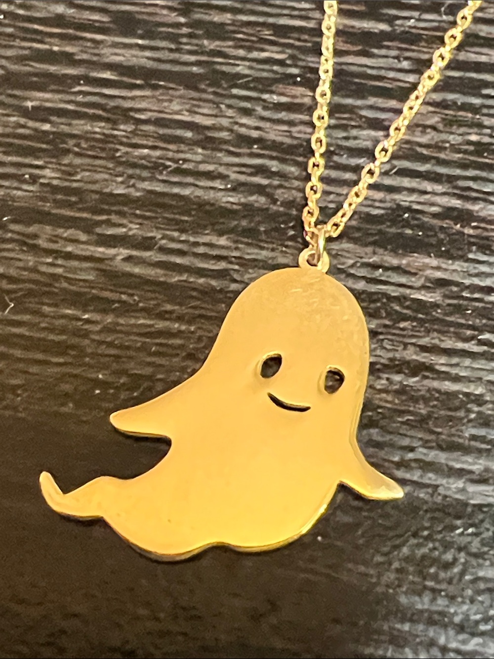 Adorable Kitsch Halloween Spooky Ghost Gold Plated Sterling Silver Necklace